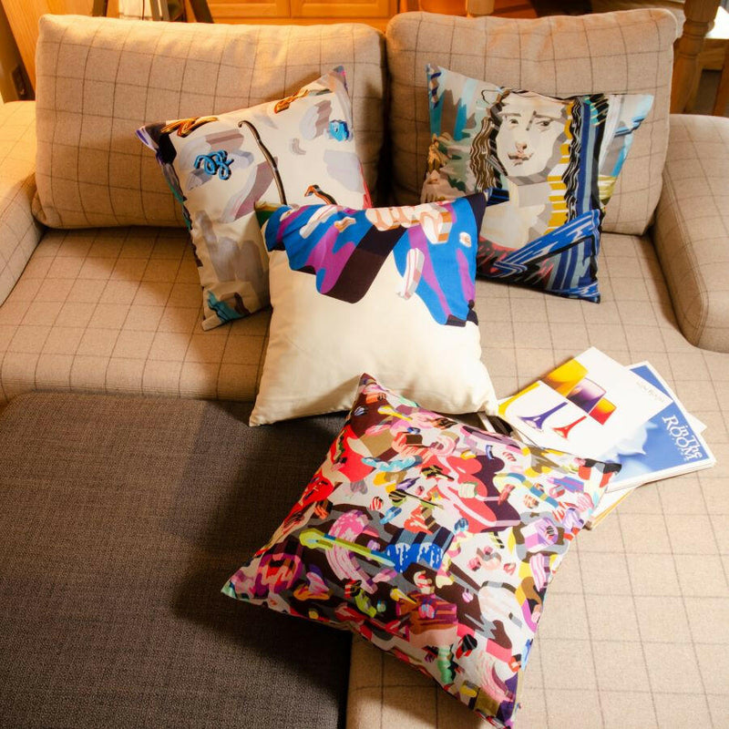 クッションカバー45×45 | Overlap of paint(Mona Lisa).