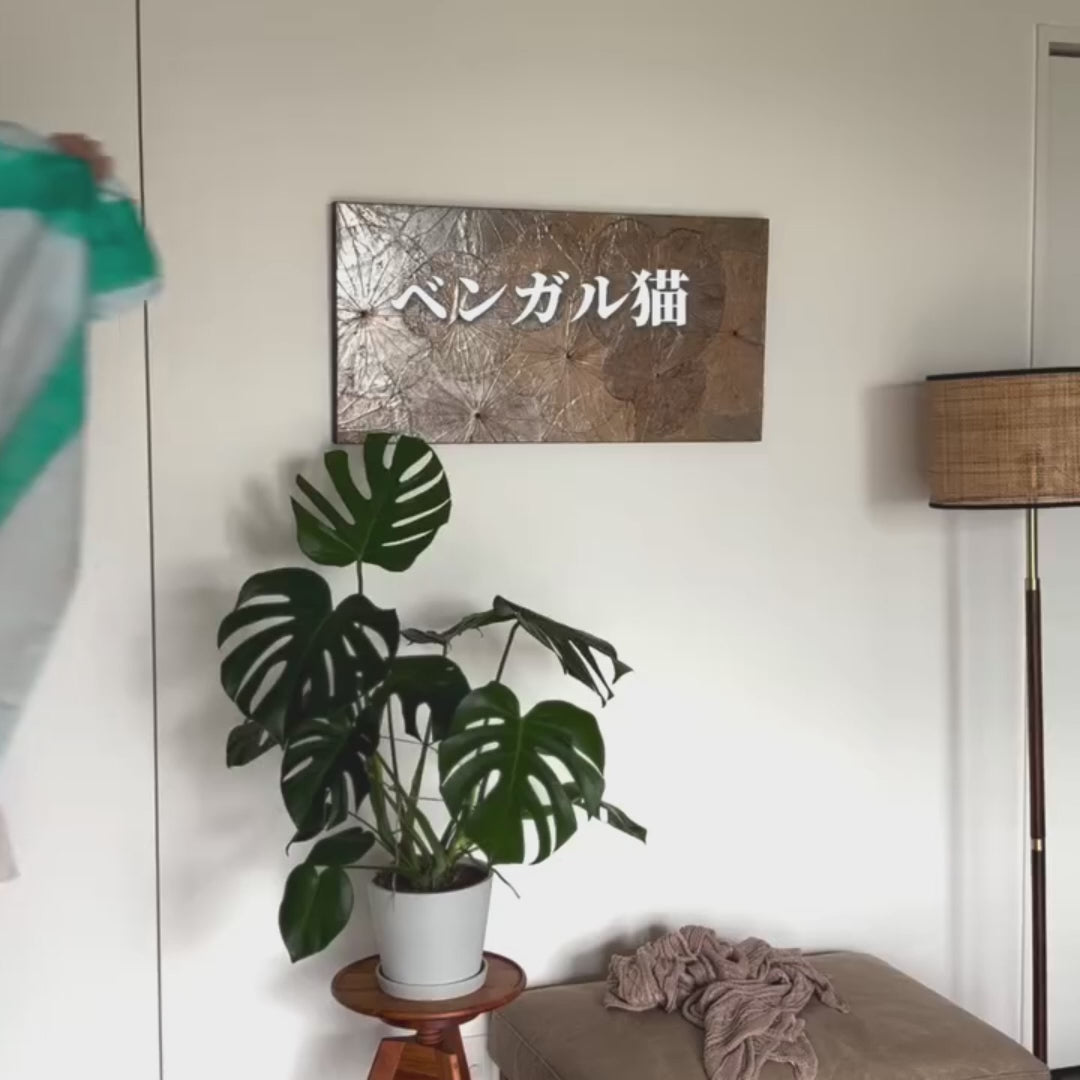 麻のマルチクロス | 間仕切り | カーテン | 部屋でくつろぐベンガル猫