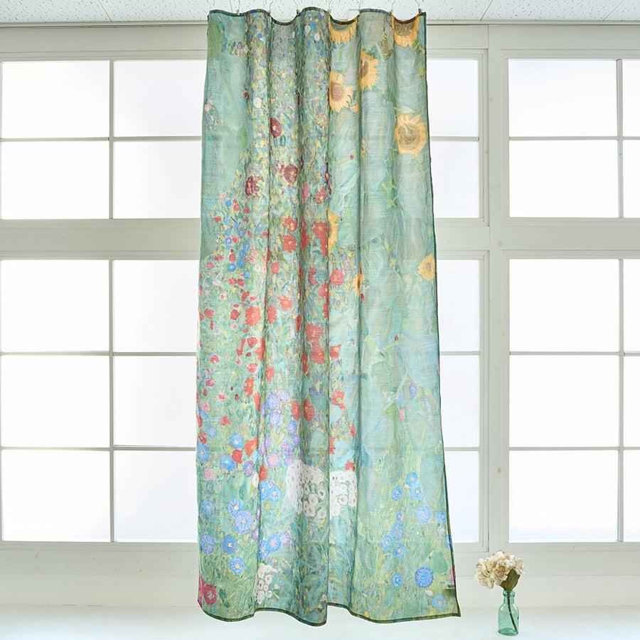 麻のマルチクロス | ヒマワリの咲く農家の庭