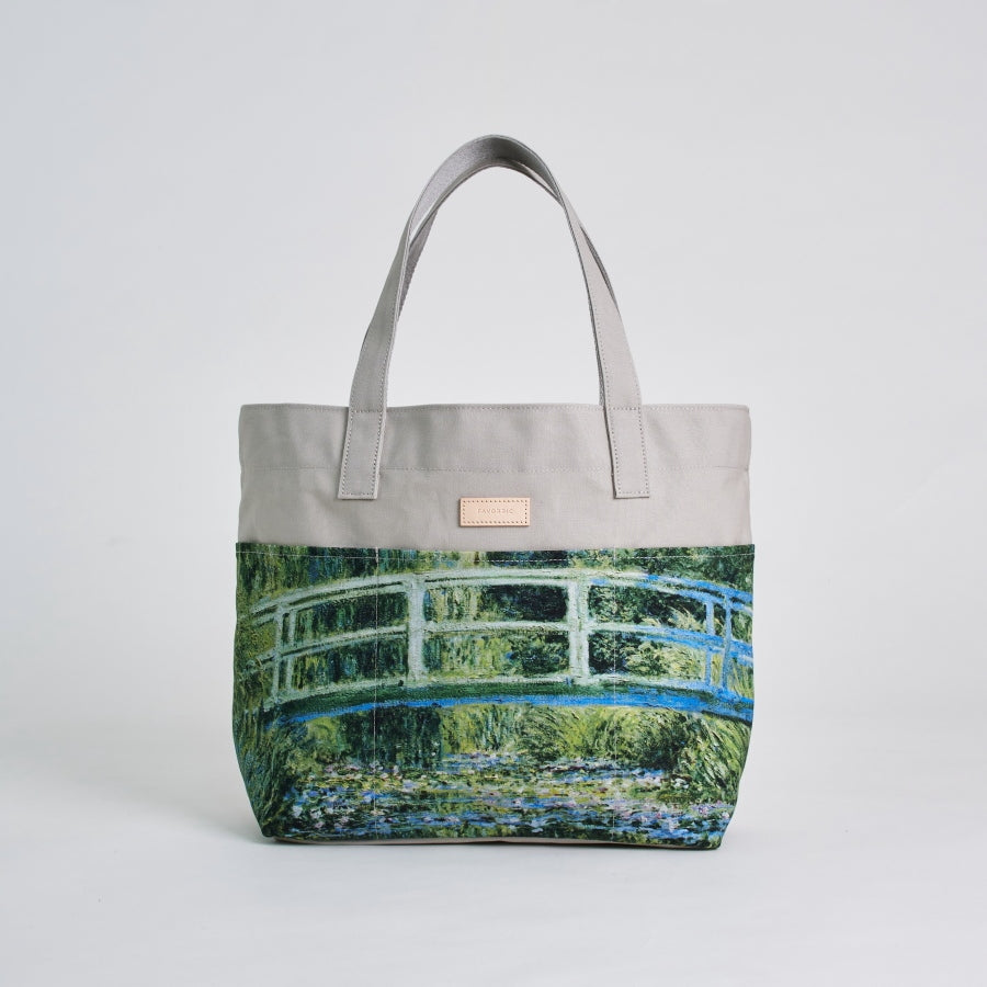 キャンバストートバッグ | 睡蓮の池と日本の橋