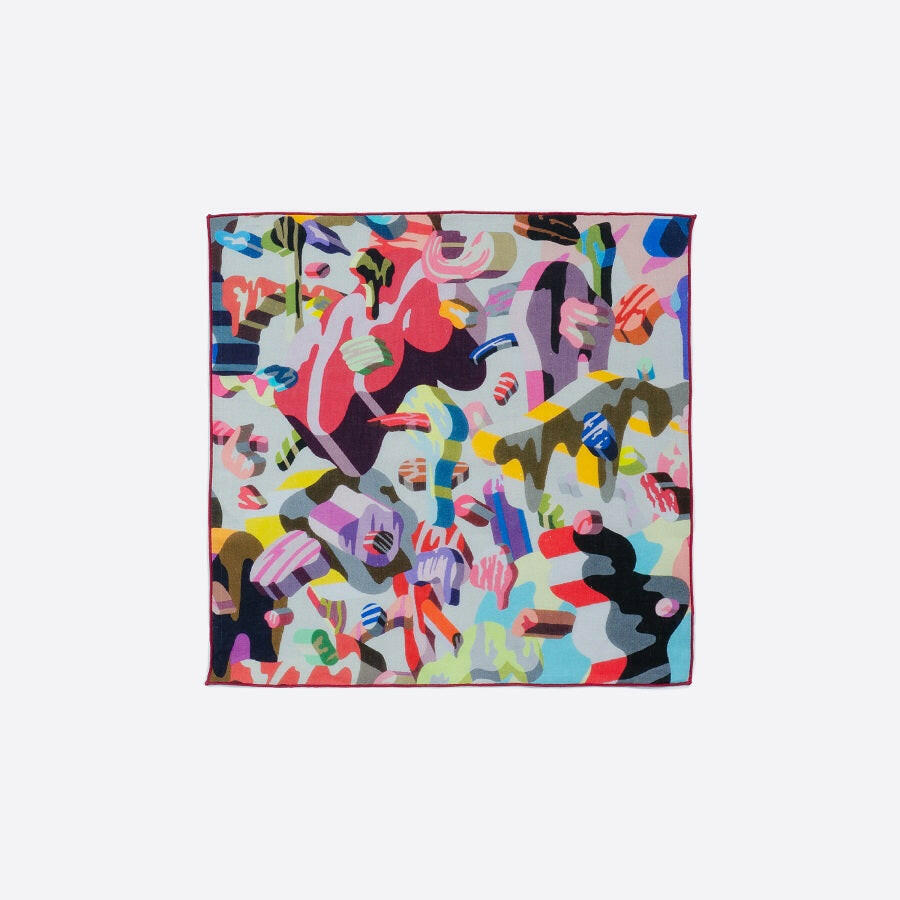 リネンキッチンクロス | Overlap of paint (dot3).